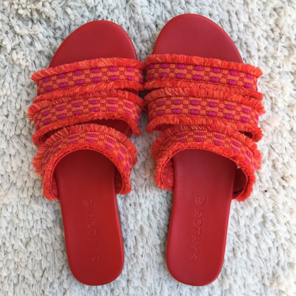 Rothy's Shoes - ROTHY’S Bright Red Fringe Slide Sandals